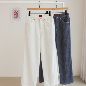 셀바니 히든밴딩 일자 와이드 코튼 팬츠