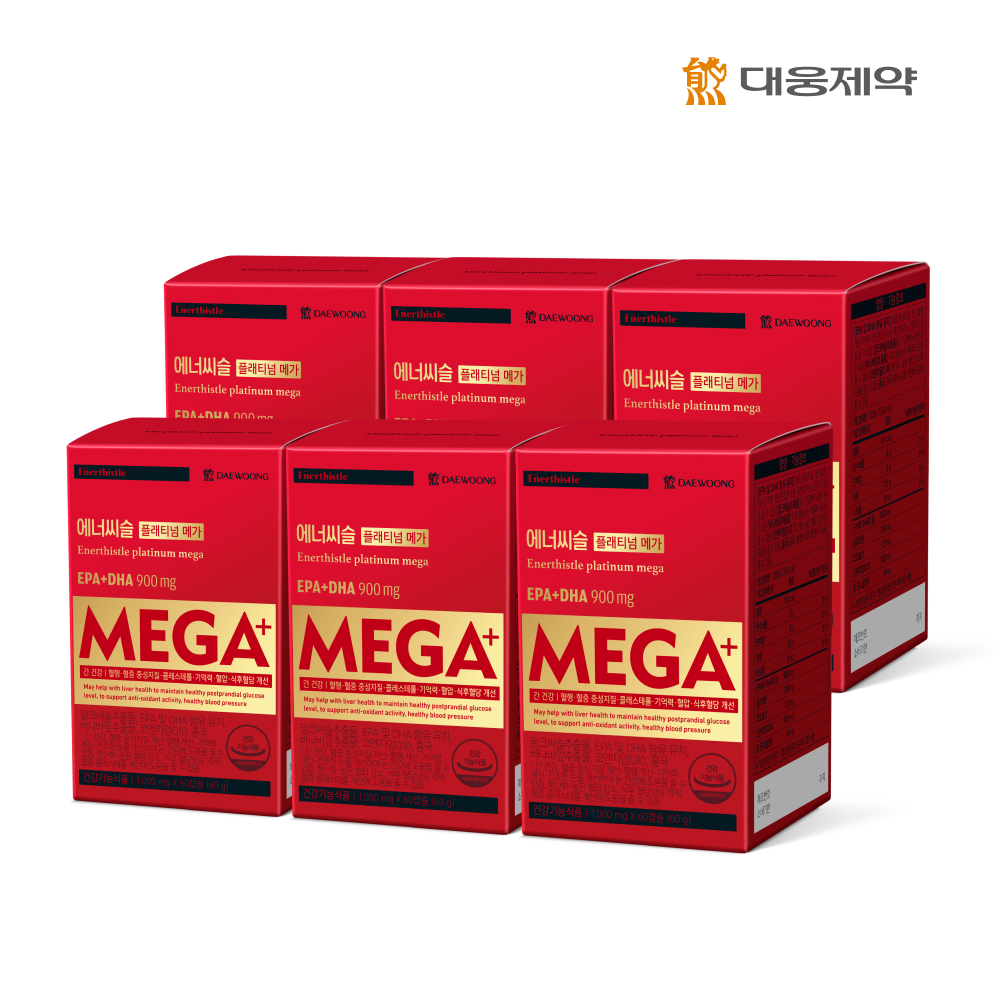 [5중케어 NEW] 에너씨슬 플래티넘 메가 6개월분 / 밀크씨슬 실리마린추출물 오메가3 홍국 콜레스테롤 혈당 혈압 혈행 간 건강
