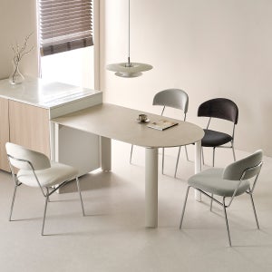 바이더하임 스프리츠 반타원 세라믹 식탁 베이지 4인용 테이블 포세린 1400