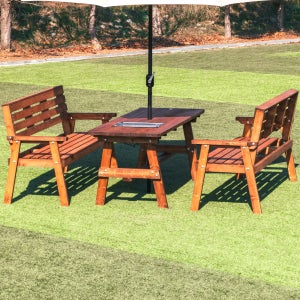 [바베큐형] 야외테이블 세트 정원 파라솔 편의점테라스 테이블 양쪽팔벤치 4인도색