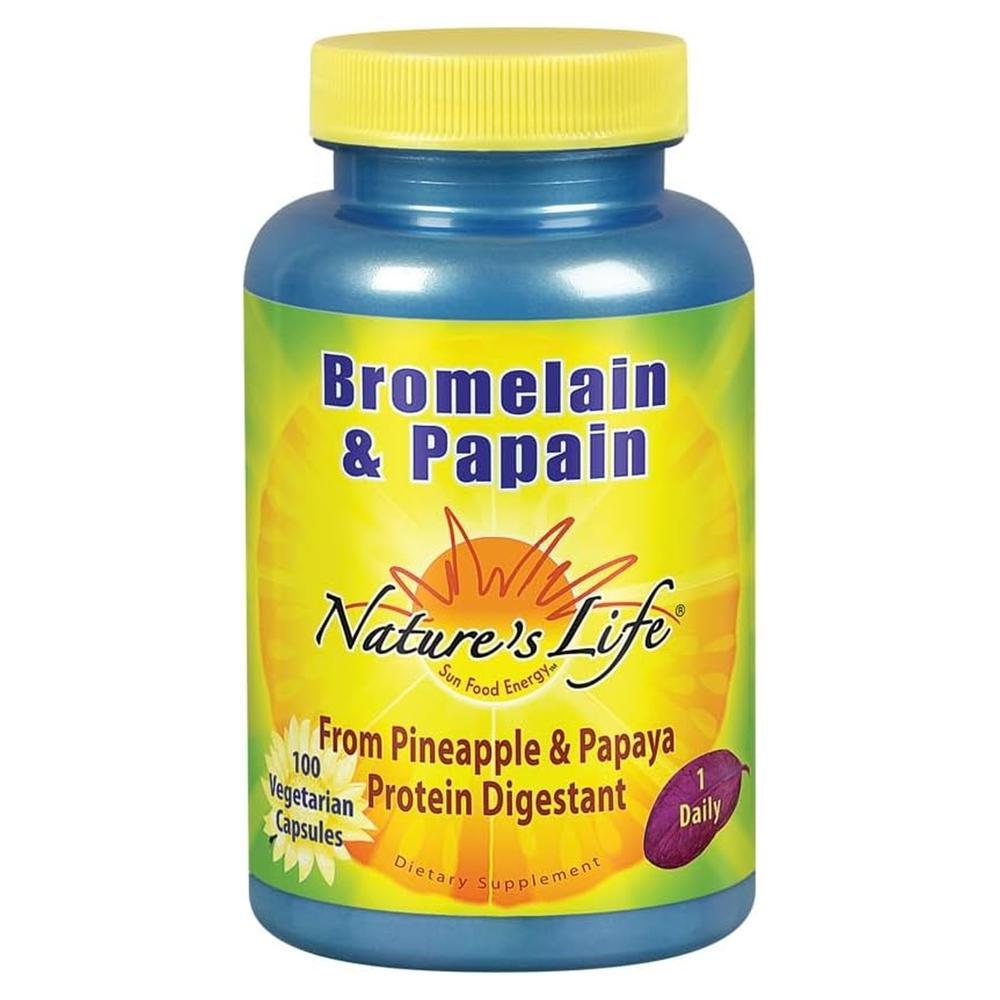 <b>네이쳐스라이프 소화</b>건강 파인애플 추출물 브로멜라인 250mg +파파인 250mg 100 베지캡슐