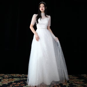 올스팽글 비즈 (S-6XL코르셋) 셀프웨딩드레스 빅사이즈 스몰웨딩 본식 스냅촬영 합창연주