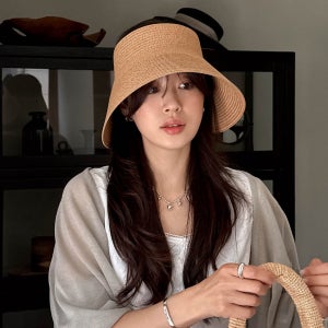 니넷뜨 넓은챙 버클 돌돌 지사 여성 밀짚 버킷햇 썬캡 여름 모자