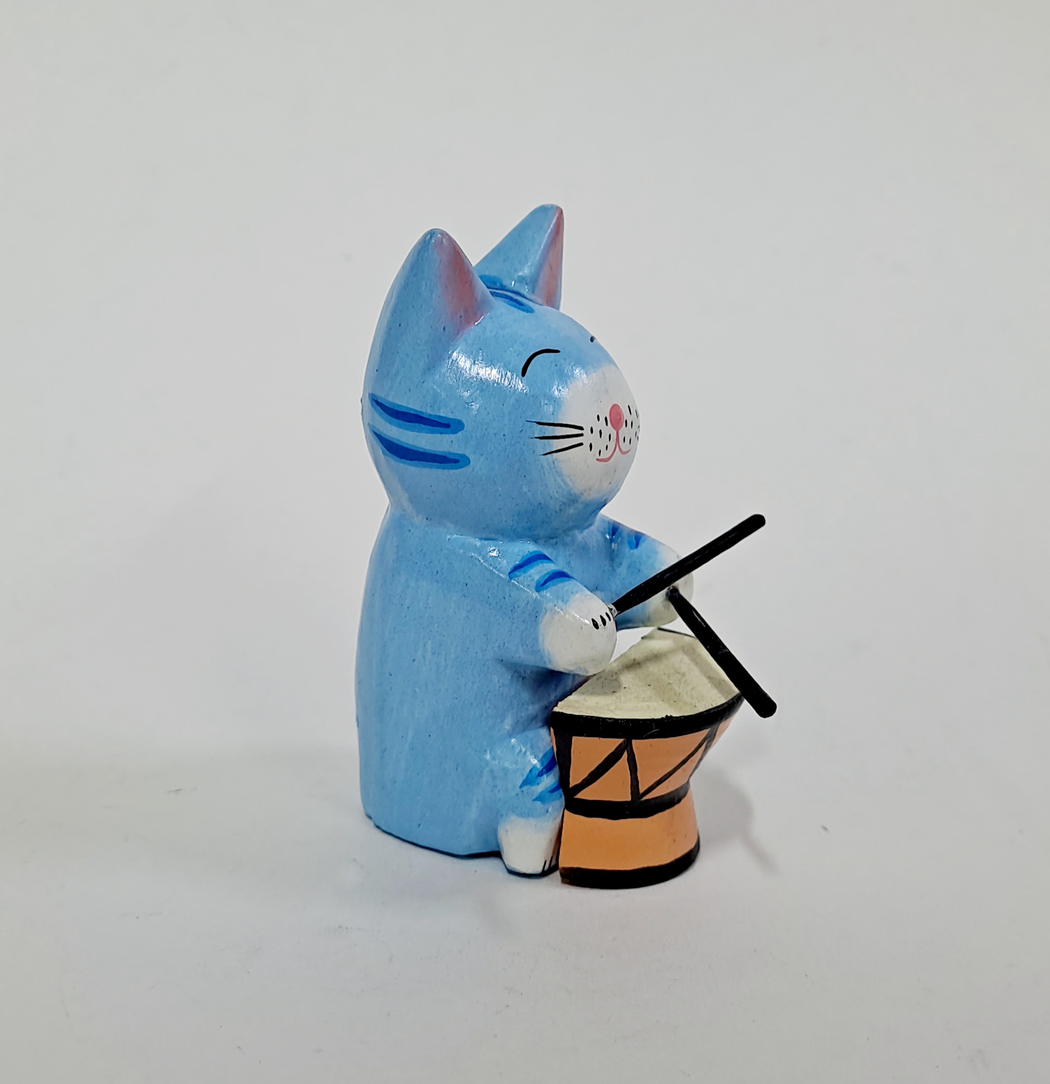 소품팩토리 북치는 고양이 악기 목각 고양이 선반 장식소품 미니멀 인테리어