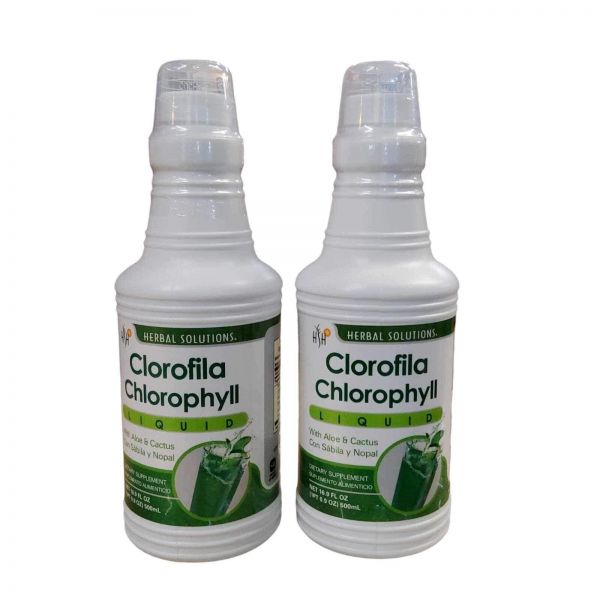 Herbal Solution 2개 세트 클로로필라 데 노팔 이사빌라 액상 클로로필 - 알로에 베라 &amp; 선인장 500ml