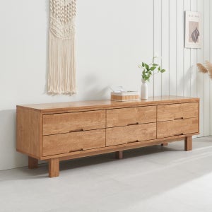 퍼니하우스 헤이즐 고무나무 원목 거실장 티비장 TV다이 1800 2단 서랍, 월넛