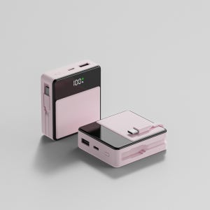 미니덕트 쿼드로 대용량 미니 보조배터리 PD 22.5W 고속충전 10000mAh, 블러쉬 핑크