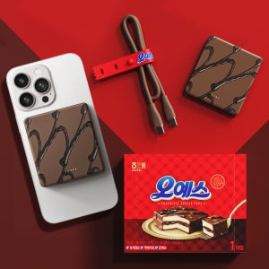 미니덕트 오예스 맥세이프 보조배터리 8000mAh, 초코브라운