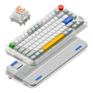 NUPHY KICK75 기계식키보드 로우 하이 듀얼 프로파일 커스텀키보드 레트로 그레이, 맥스 저소음 블러시축