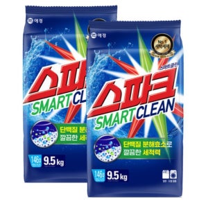 찬물세탁 스파크 스마트클린 대용량 분말세제 9.5Kg 1+1