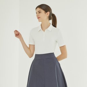 [울시] 여성 소로나 카라 반팔 티셔츠 화이트