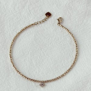 14k 플라워 큐빅 포인트 비즈 체인 팔찌