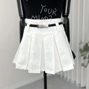 벨트SET 화이트 플리츠주름 테니스스커트 25SS