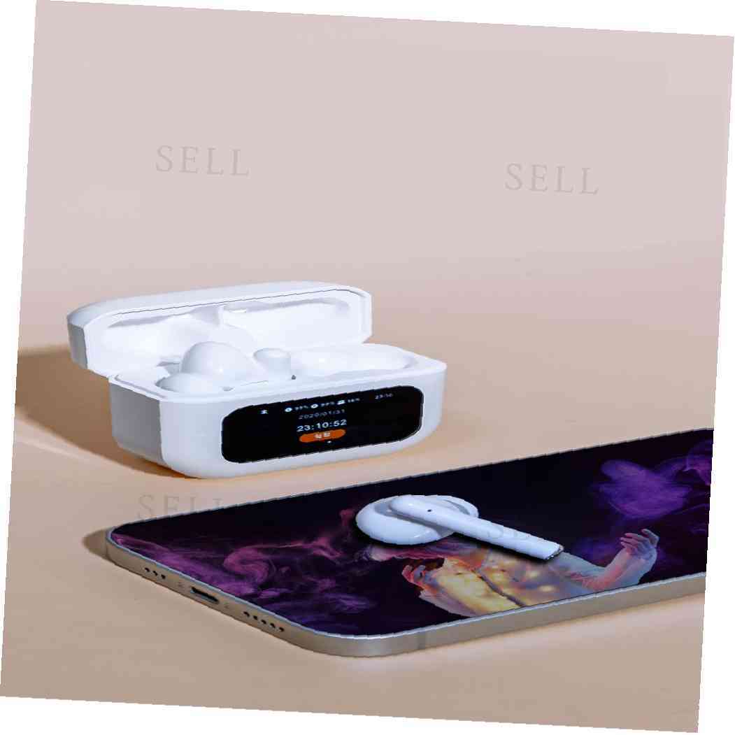 LED한글 스마트 스크린 이어폰 화이트 블루투스무선이어폰