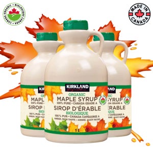 커클랜드 대용량 메이플 시럽 1리터 캐나다 직수입100% 퓨어 오가닉 메이플시럽 Grade A 천연 감미료 1L, 3개