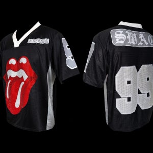 99CLUB 뱀파이어 큐빅 V넥 아이스하키 저지 반팔 티셔츠 힙합 블랙 블록코어