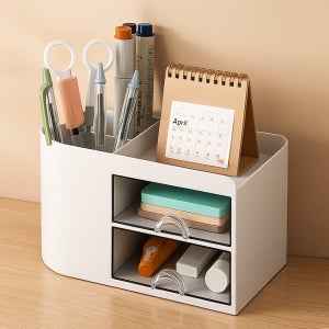 데스크정리 연필꽂이 펜꽂이 2단 서랍형 책상수납 학생 사무실용