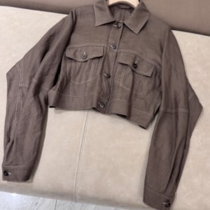 프리미엄 bc 브라운 크롭린넨자켓