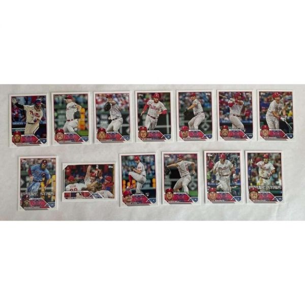 2023 탑스 시리즈 1 야구 필라델피아 필리스 베이스 MLB 핸드 콜레이티드 팀 니어 민트에서 13장의 카드 조건으로 설정 3 브라이스 하퍼 28 코리 무릎벨 96 카일 깁슨