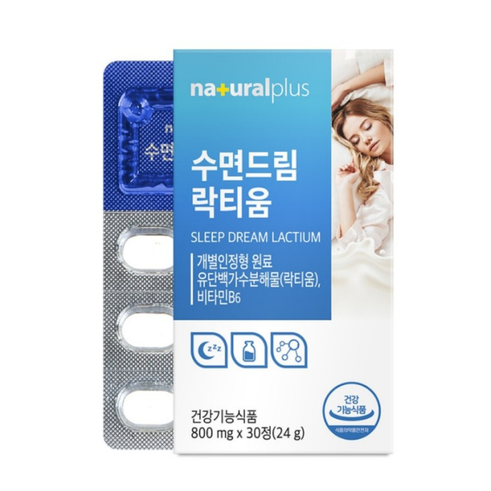 내츄럴플러스 <b>수면</b> 드림 락티움 영양 보충 <b>장애</b> <b>수면</b>질 800mg x 30정