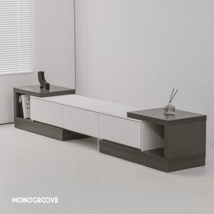 모노그루브 듀니트 확장형 템바보드 거실장 2400 TV 장식장 티비다이 수납장 3colors