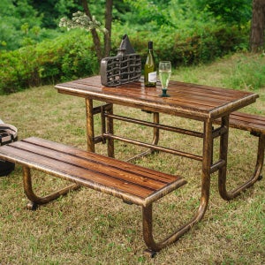 에이라인 피크닉 벤치 4인용 원목 철재 카페 정원