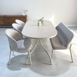 포세린 스틸 세라믹식탁6인용 식탁세트 타원 화이트 4인용 다이즈