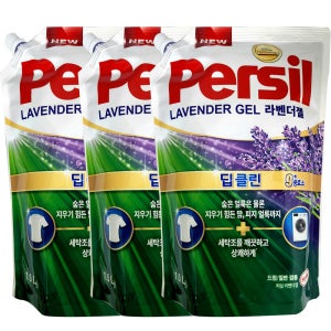 퍼실 9중효소딥클린 라벤더젤 액상세제 1.5L, 라벤더, 3개