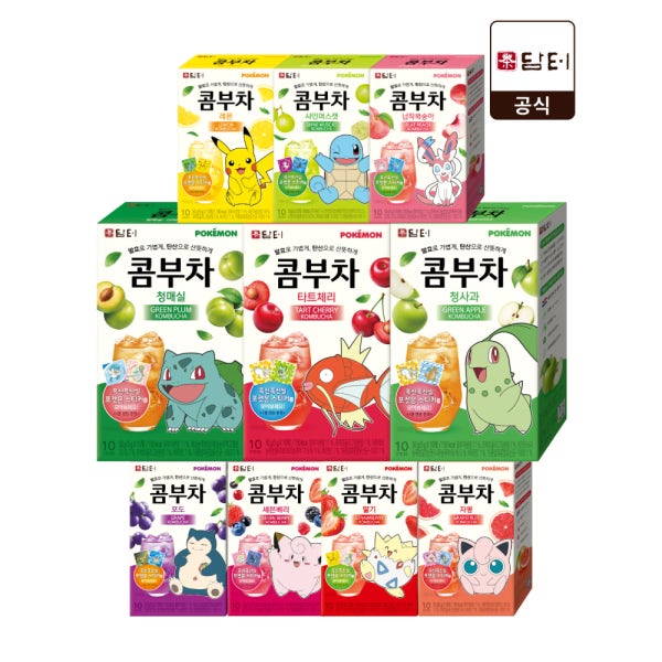 [신규 3종] 담터 포켓몬 콤부차 10T X 10종 혼합 (100T)