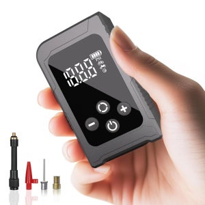 게이지포함 소형 자전거 펌프 최대 150 PSI 전기 미니 자동 정지 MTB 로드 바이크용 프레스타 슈레이더 밸브 LED 조명 포함 Black