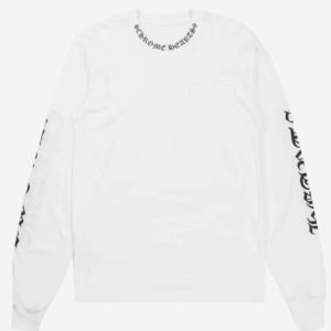 [국내배송]크롬하츠 크롬하츠 넥 스크립트 로고 롱슬리브 긴팔 티셔츠 화이트