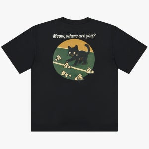 배드콕 배드민턴 티셔츠 오버핏 남녀공용 (cat and badcock / 블랙)