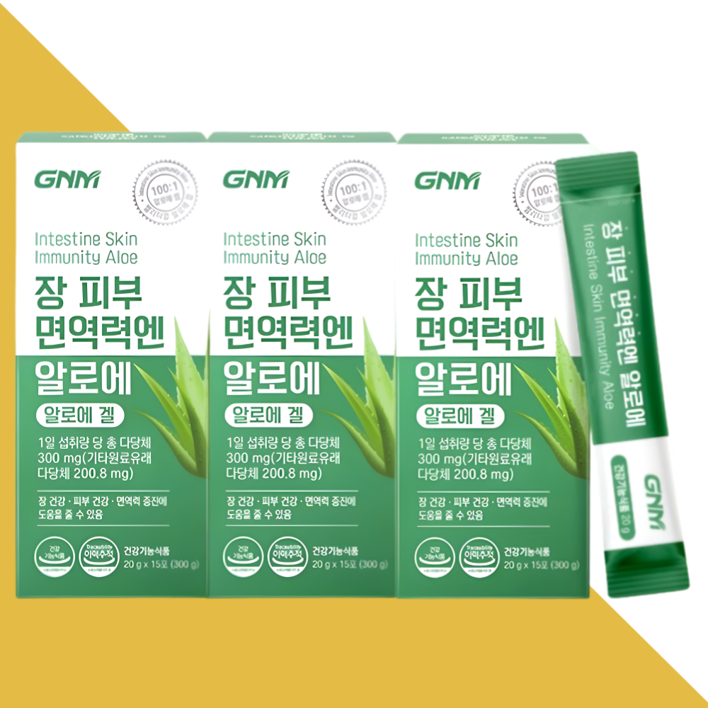 <b>GNM 알로에 겔</b> 젤리 장 피부 면역력엔 15포X3박스
