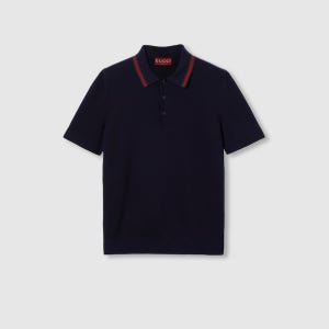 [국내재고] 구찌 옴므 실크 코튼 웹 폴로 반팔 셔츠 네이비 814994XKEKK4345