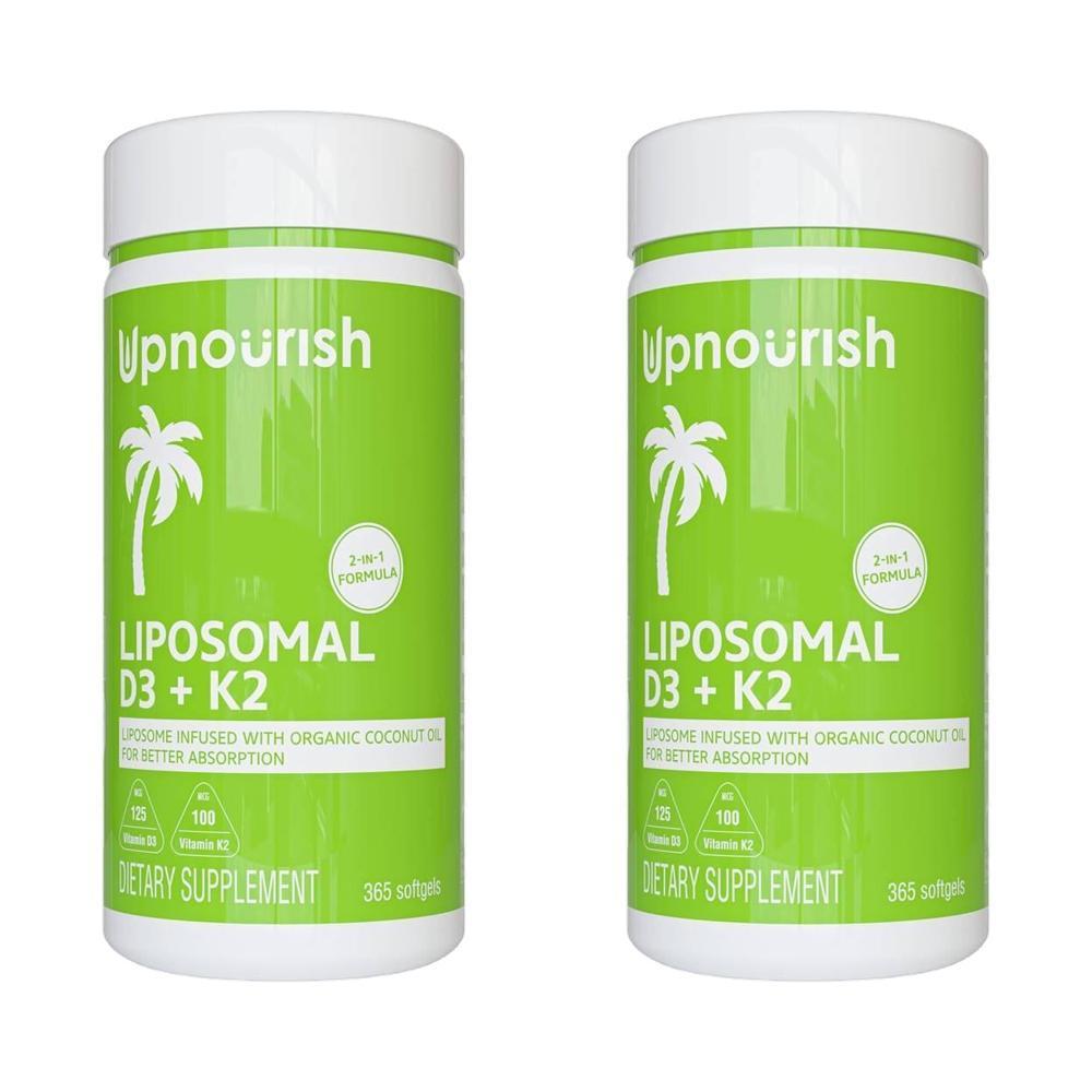 UpNourish 업너리쉬 <b>리포소멀</b> D3 5000IU K2 MK-7 125<b>mcg</b> 소프트젤 365정 2개