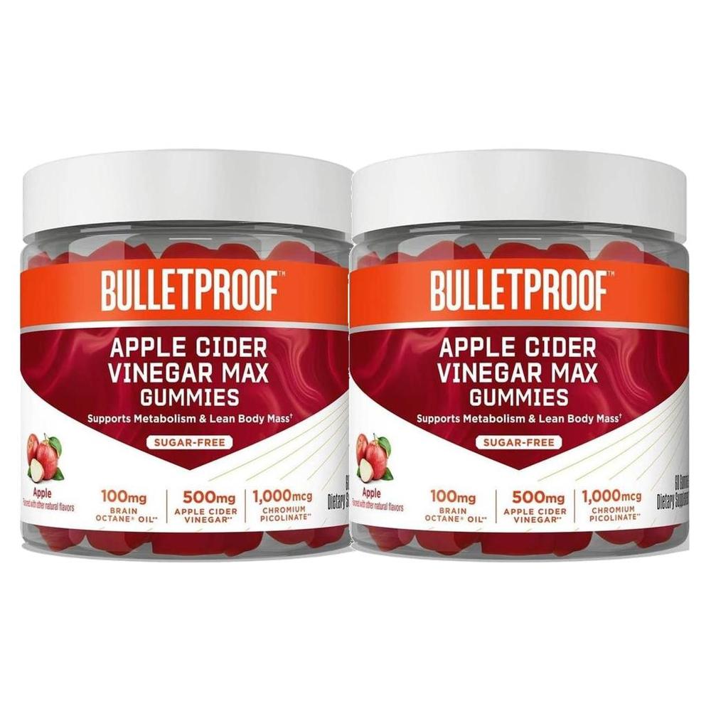 Bulletproof 블릿<b>프루프 사과</b>식초 맥스 ACV 무설탕 구미 60정 2개