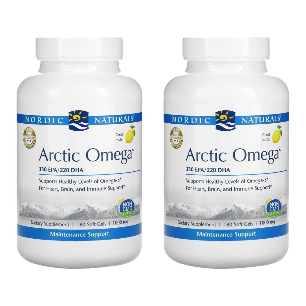 Nordic Naturals 노르딕 내추럴스 <b>아크틱 오메가</b> 레몬 <b>1000mg</b> 180정 2개