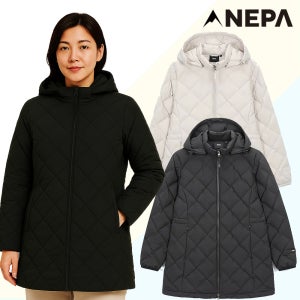 네파구스경량패딩 여성 중기장 튜브다운 디아모 패턴 역시즌