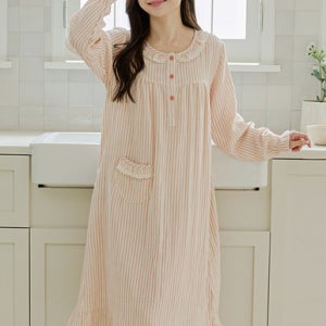 코지이지 국내산 40수 면100 이중직원단 긴팔원피스 7273 7274 7275