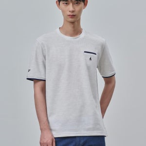 빈폴멘 허니콤 피케 포켓티핑 라운드넥 티셔츠 그레이 BC4442C403