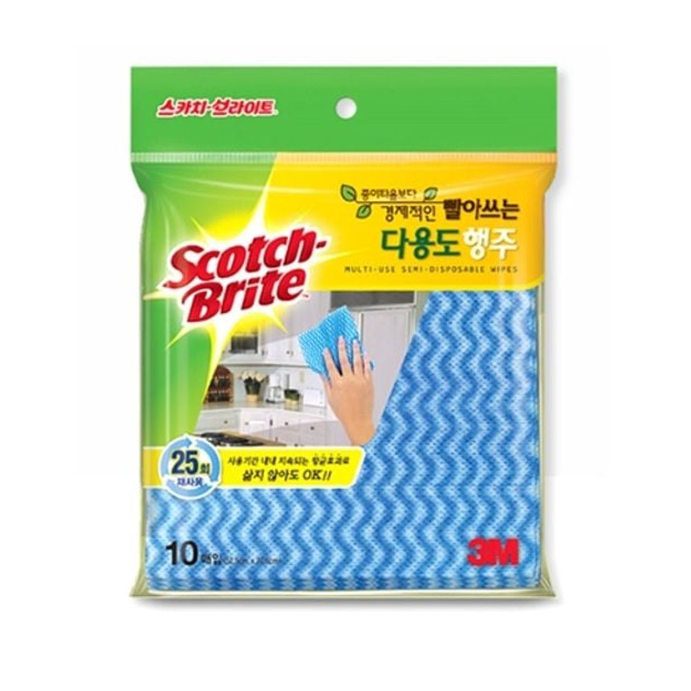 3M 다용도 행주 다목적 <b>브라이트</b> 빨아쓰는 10매 12개입 내구성