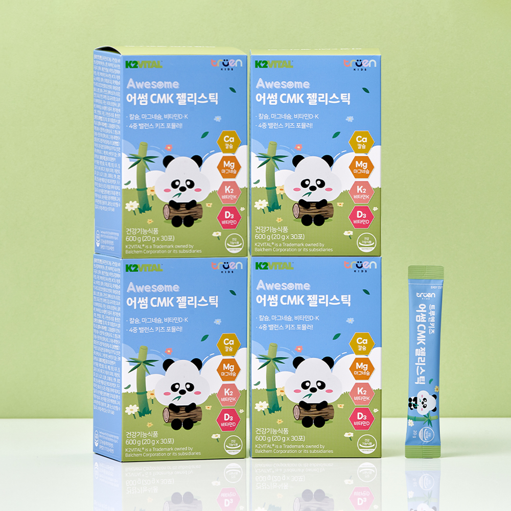 어썸 CMK (칼슘+마그네슘+<b>비타민</b>D&amp;<b>K</b>) 젤리스틱 4박스