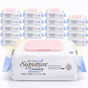 미엘 시그니처 엠보싱 아기물티슈 캡형 100매 20팩 도톰한 저자극 약산성