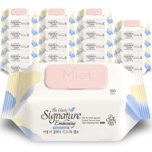 미엘 시그니처 엠보싱 아기물티슈 캡형 100매 20팩 도톰한 저자극 약산성