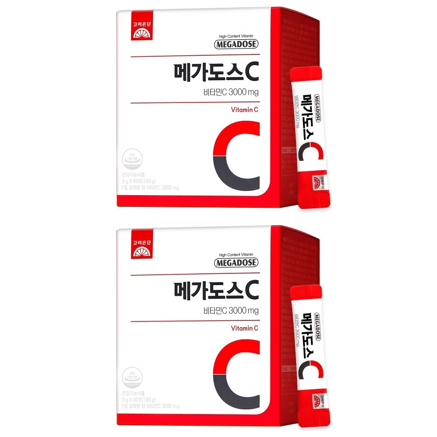 1+1 고려은단 메가도스 3000 4개월 비타민c 고함량 비타민씨 분말 가루 스틱