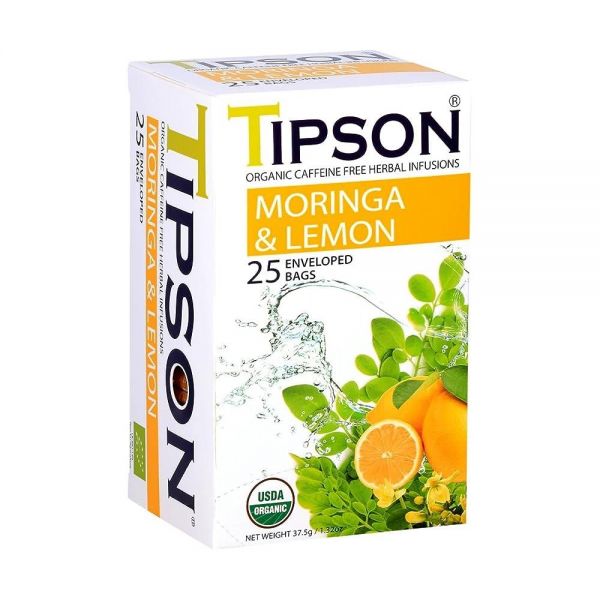 Tipson <b>유기농 모링가</b> 카페인 프리 허브 티 - 레몬 맛 프리미엄 더블 챔버 백 25개 <b>슈퍼</b>푸드 케토/팔레오 322197
