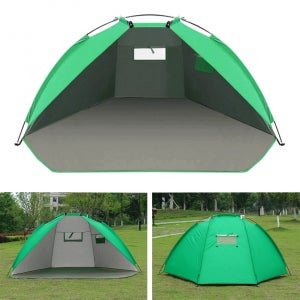 해변 돔형식 후면 메쉬 창문 그늘막텐트 캠핑 방수원단 자외선차단 휴대용 텐트 2인용 그린