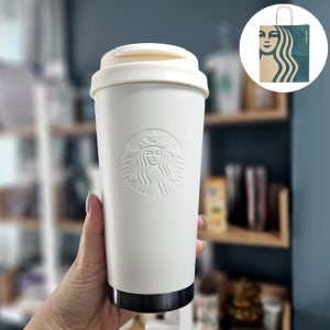 스타벅스 SS 시그니처 엘마 텀블러 473ml 레이저 각인 크림 무광 보온 보냉