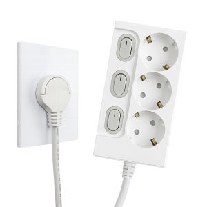 원스탑 제로갭 국산 슬림 납작 멀티탭 3구 개별스위치 멀티콘센트 5m, 화이트, 1개