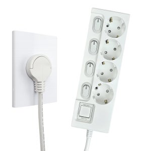 원스탑 제로갭 국산 슬림 납작 멀티탭 4구 개별스위치 멀티콘센트 5m, 화이트, 1개